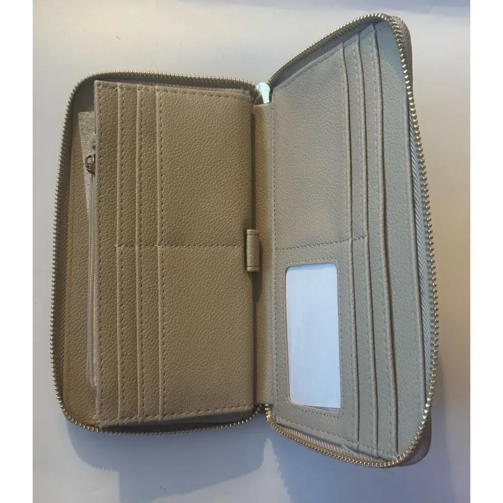 Steve Madden Large Beige Wristlet Wallet~ Vegan leather ~ New No Tags